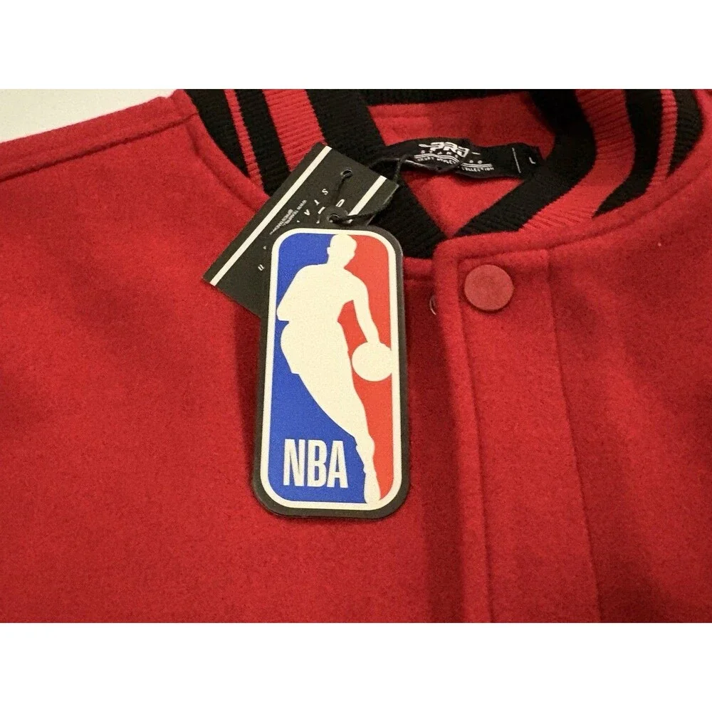 Pro Standard NBA Basketball Varsity Jacket Full Zip Red & Leather Men’s L NWT